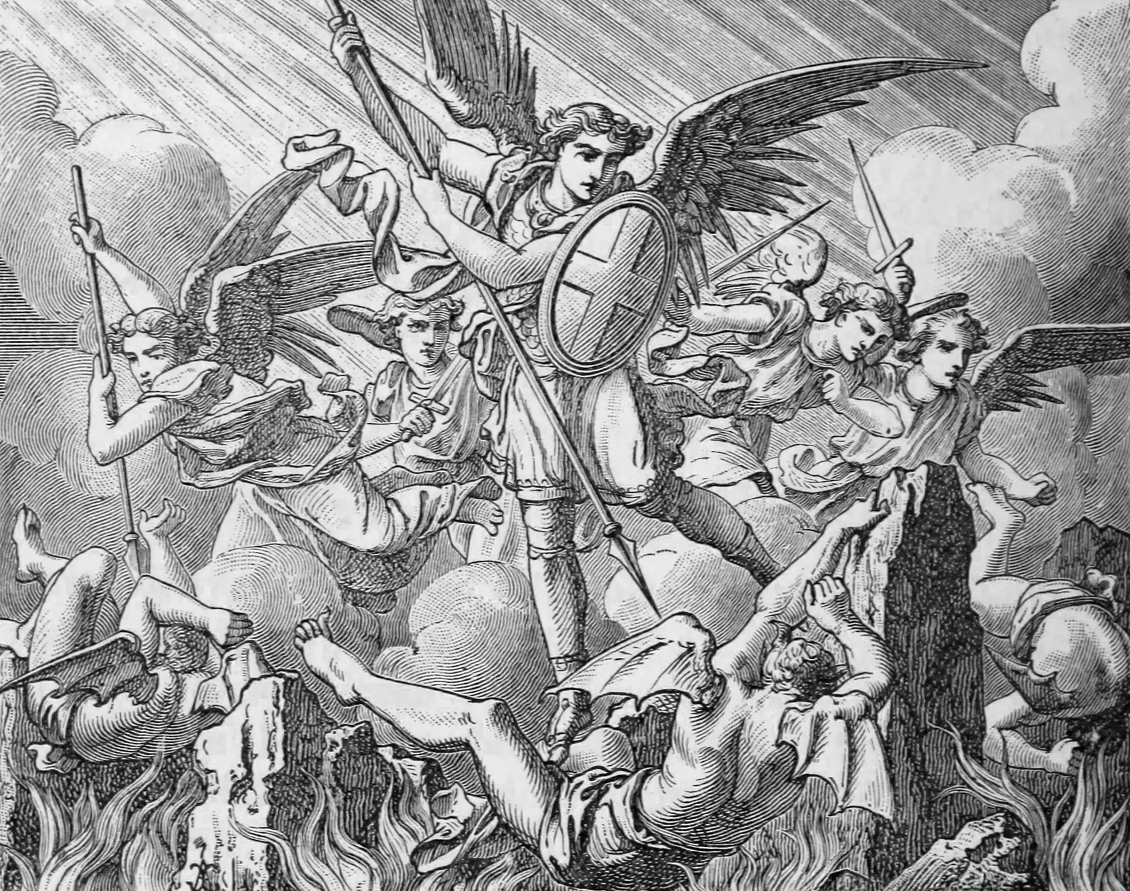 Adam en Eva verdreven uit het Paradijs — klassieke gravure