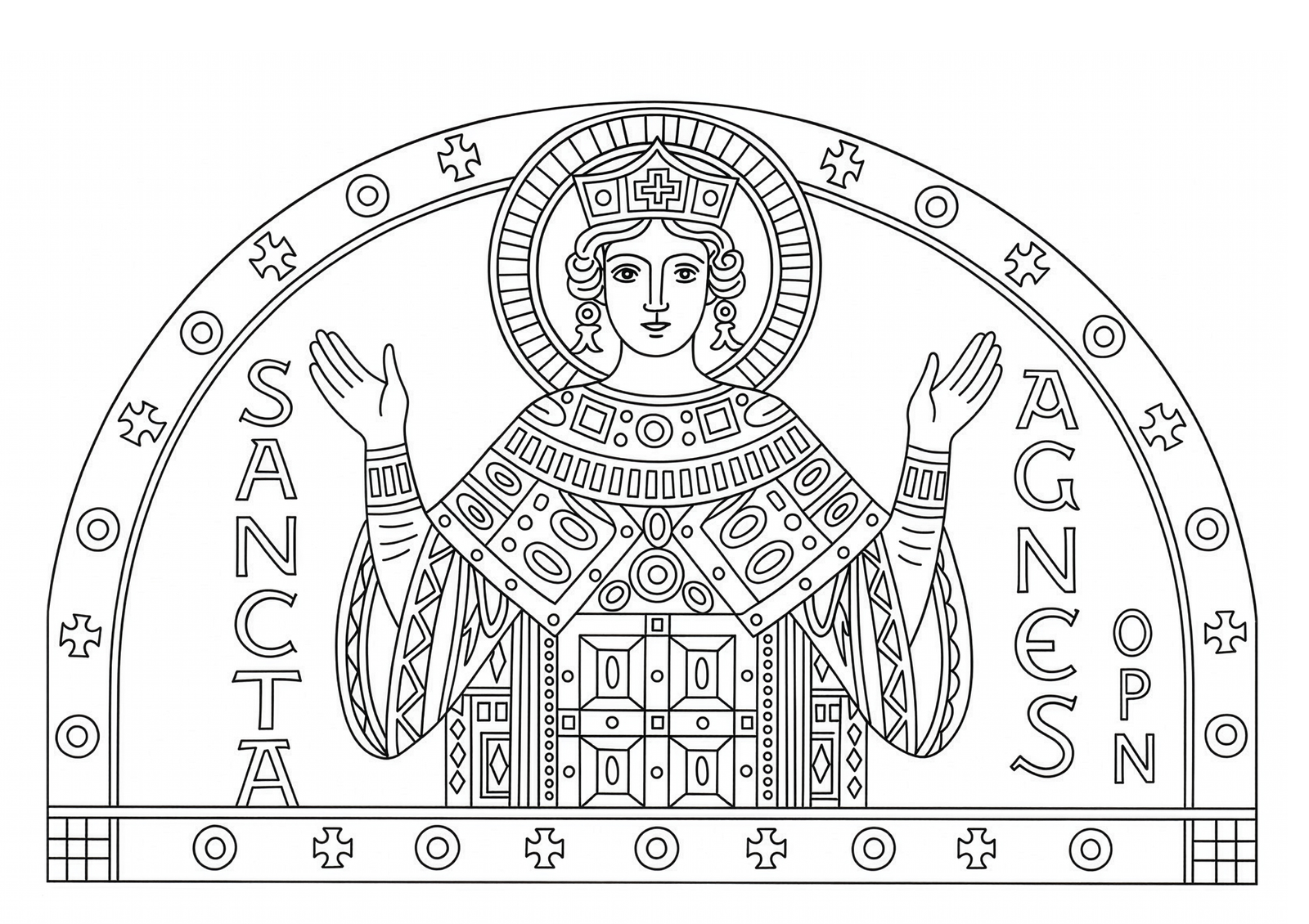 Kleurplaat van de heilige Agnes