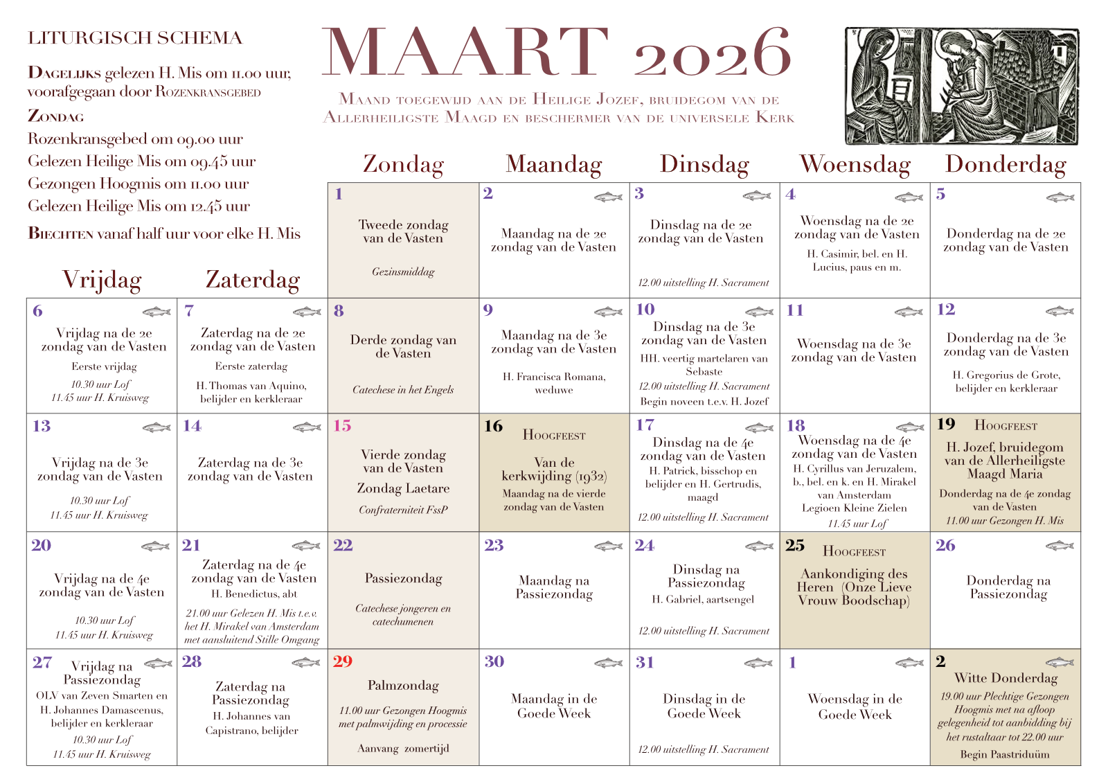 Kalender maart 2026