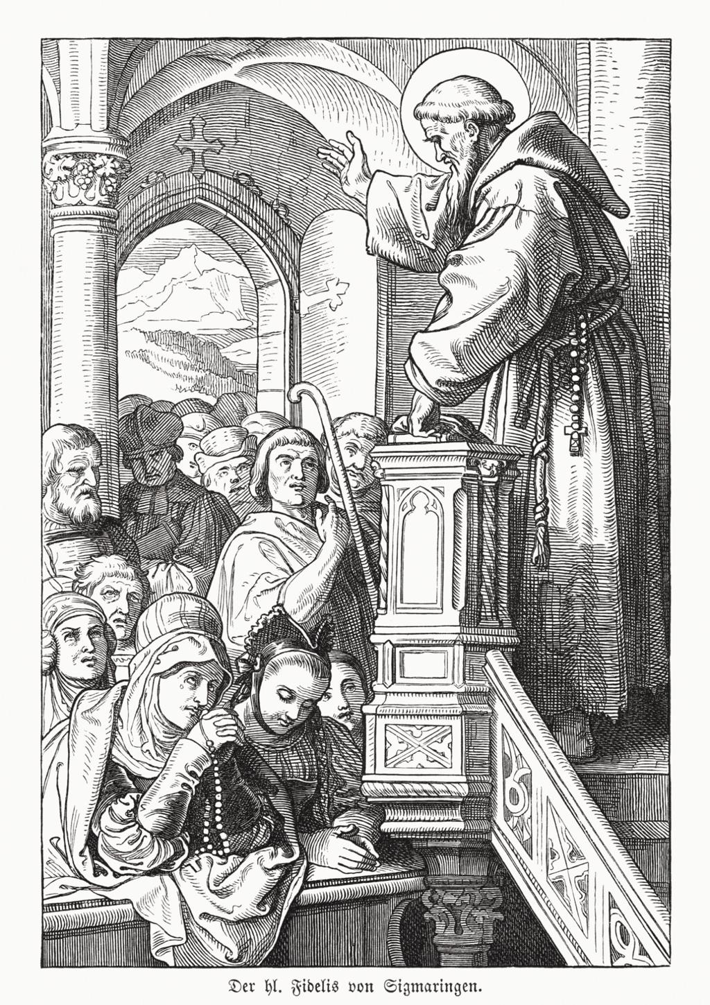 Heilige Fidelis van Sigmaringen predikend