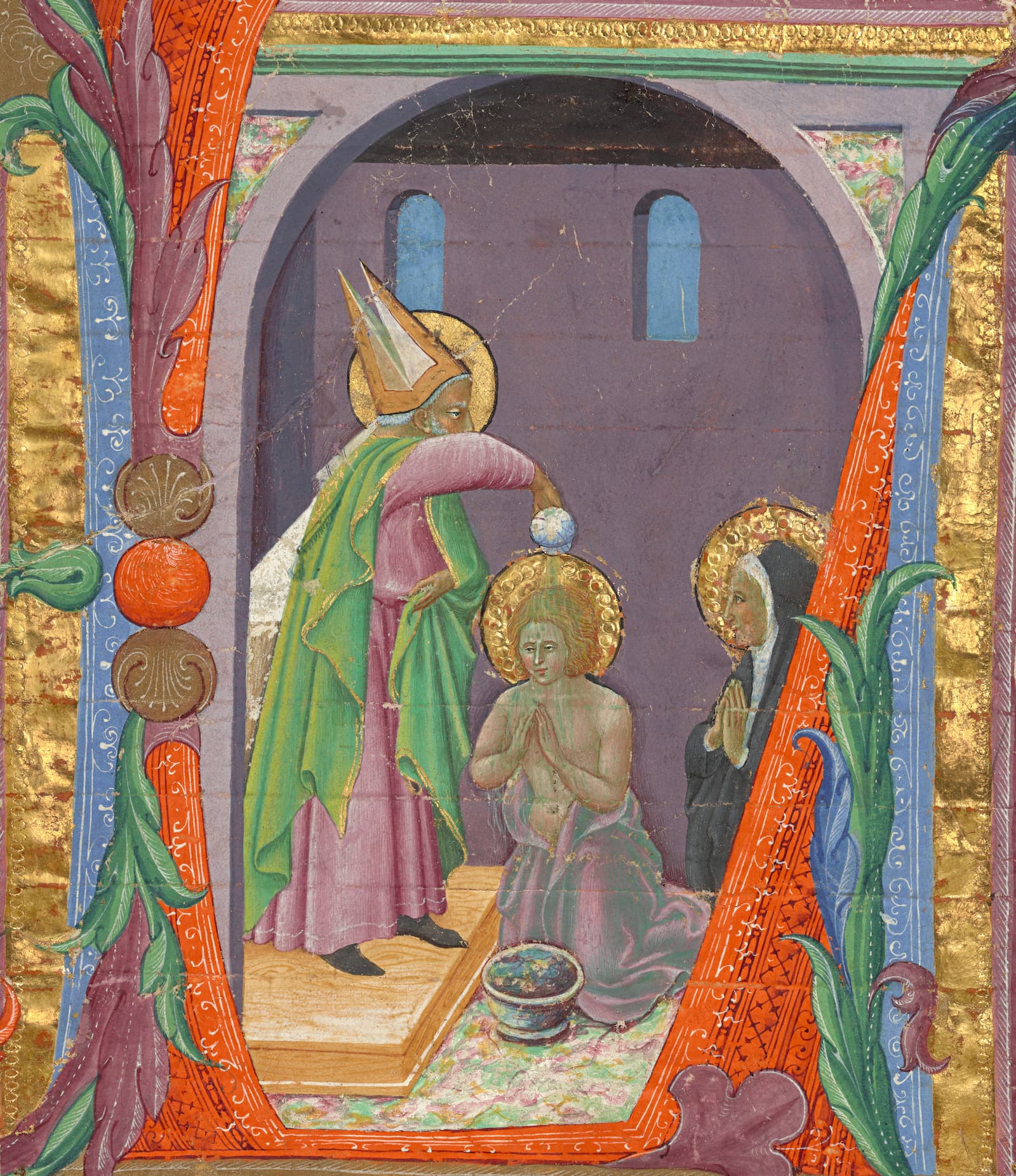 Doop van de heilige Augustinus door de heilige Ambrosius