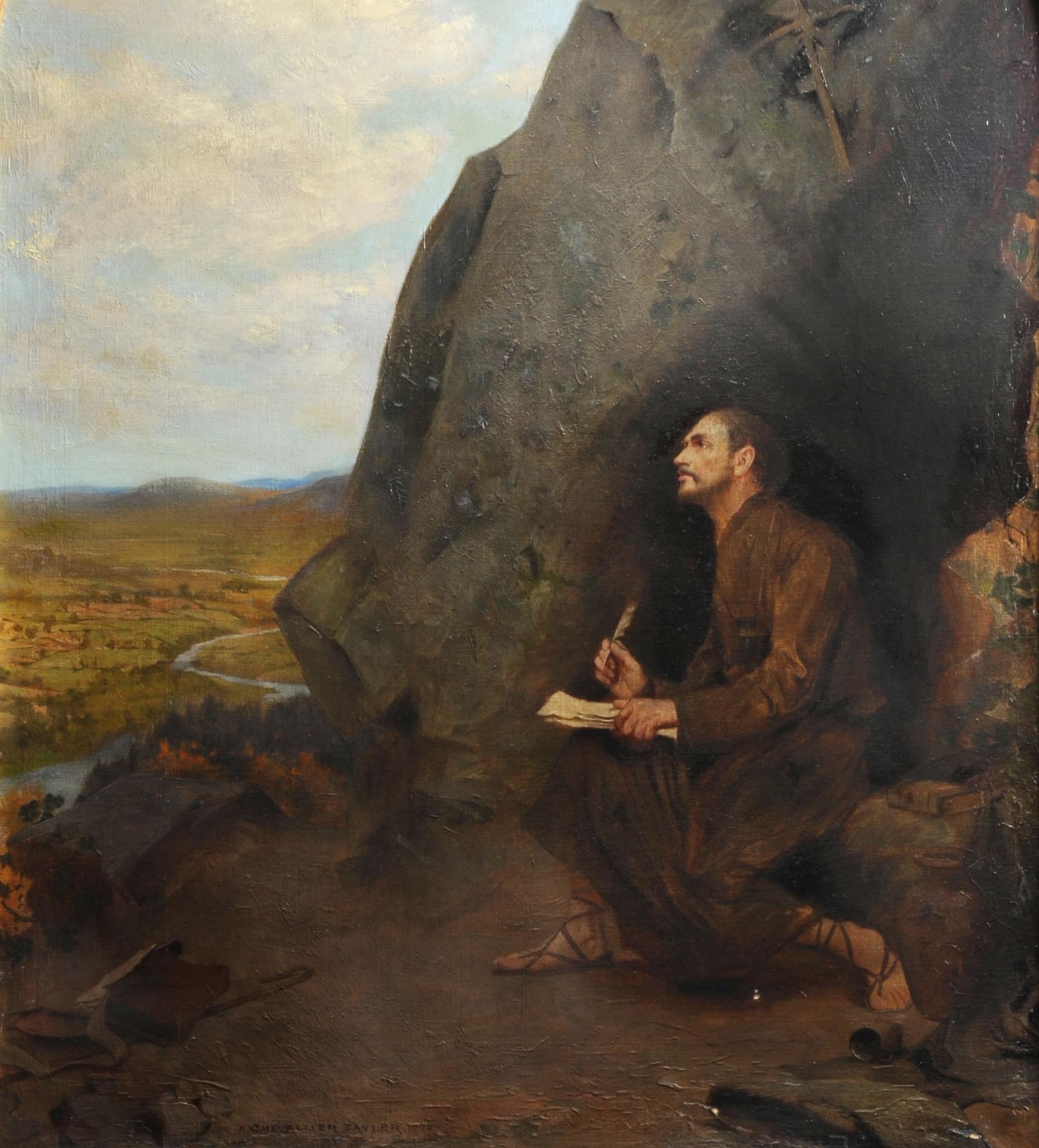 De heilige Ignatius schrijft de Geestelijke Oefeningen in de grot van Manresa