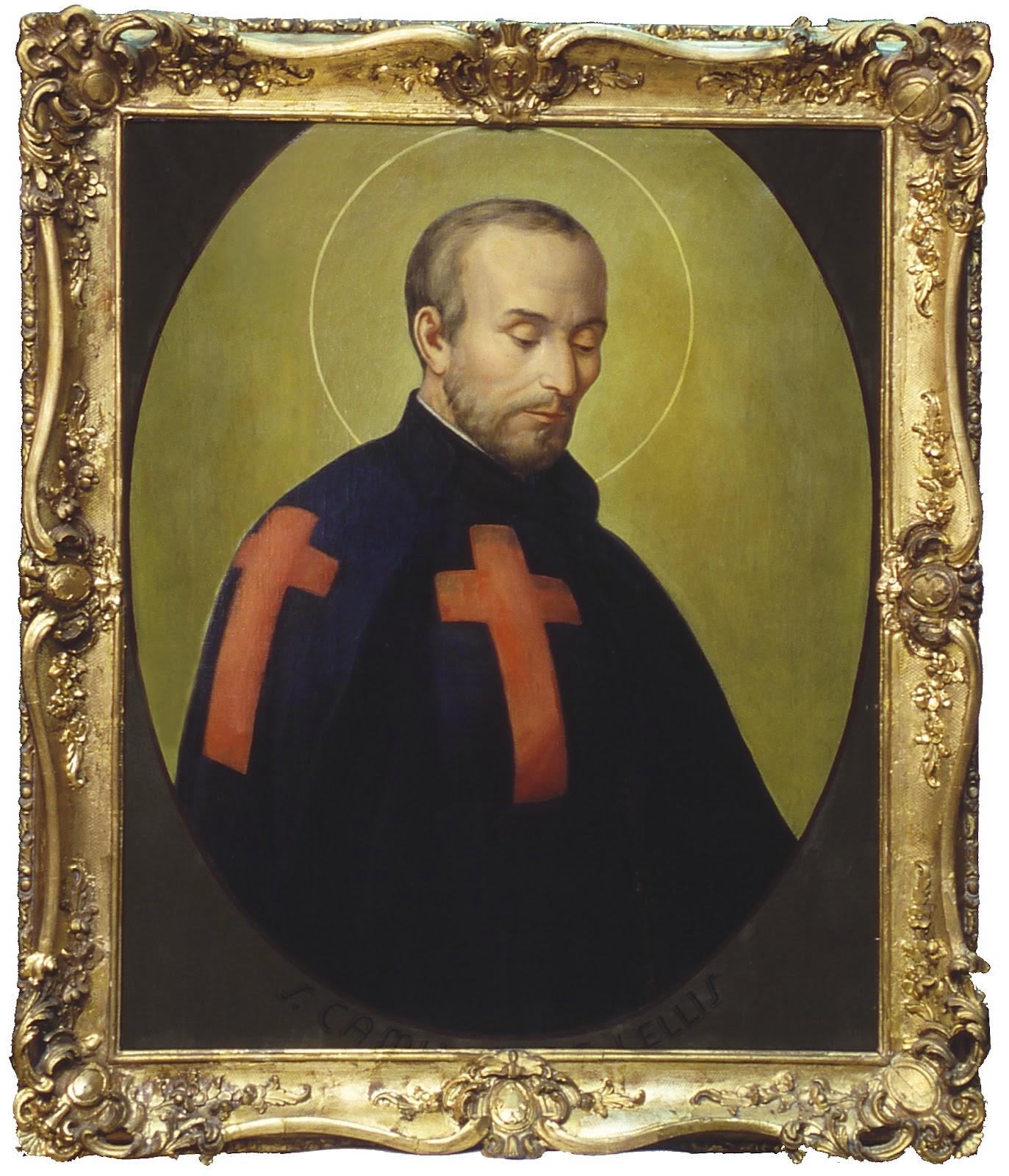 De heilige Camillus van Lellis met het rode kruis van de Camillianen