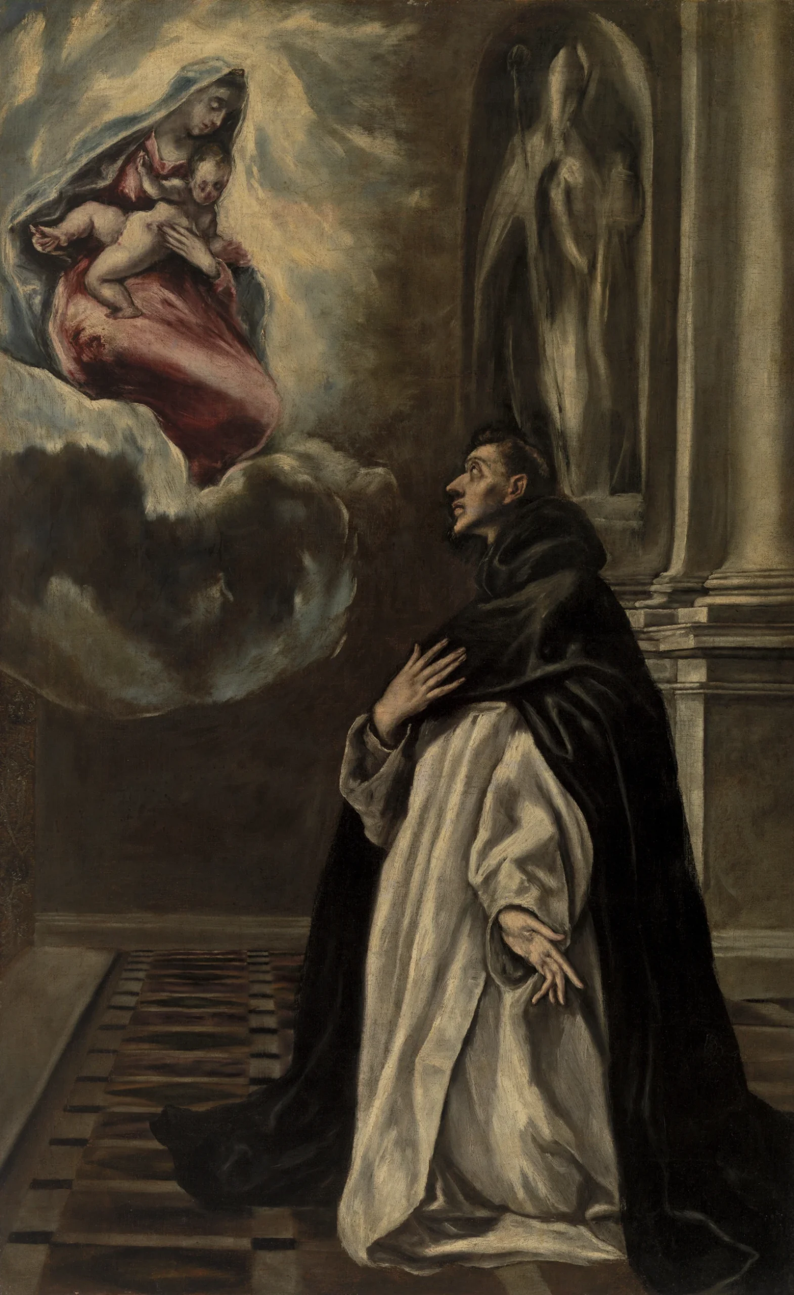 De heilige Hyacinthus ontvangt een verschijning van de heilige Maagd en het Kind Jezus, El Greco