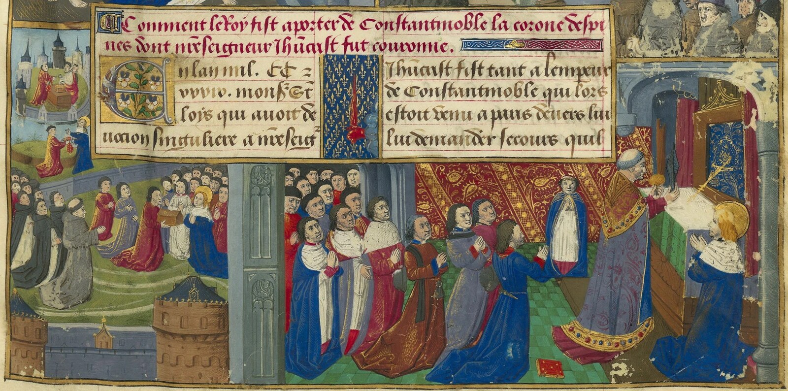 De H. Lodewijk brengt de Doornenkroon naar Parijs en de Sainte-Chapelle