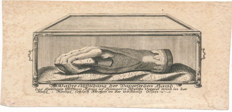 De Heilige Rechterhand van de H. Stefanus in een oude reliekhouder