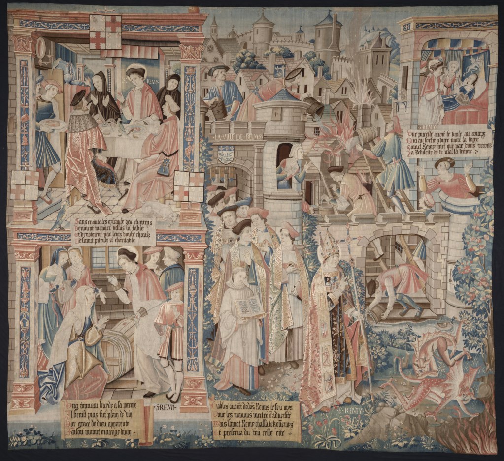 Wandtapijt met de geboorte en jeugd van de H. Remigius