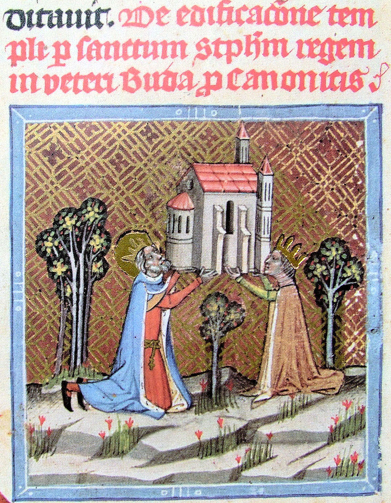 De H. Stefanus en koningin Gisela bij de stichting van een kerk