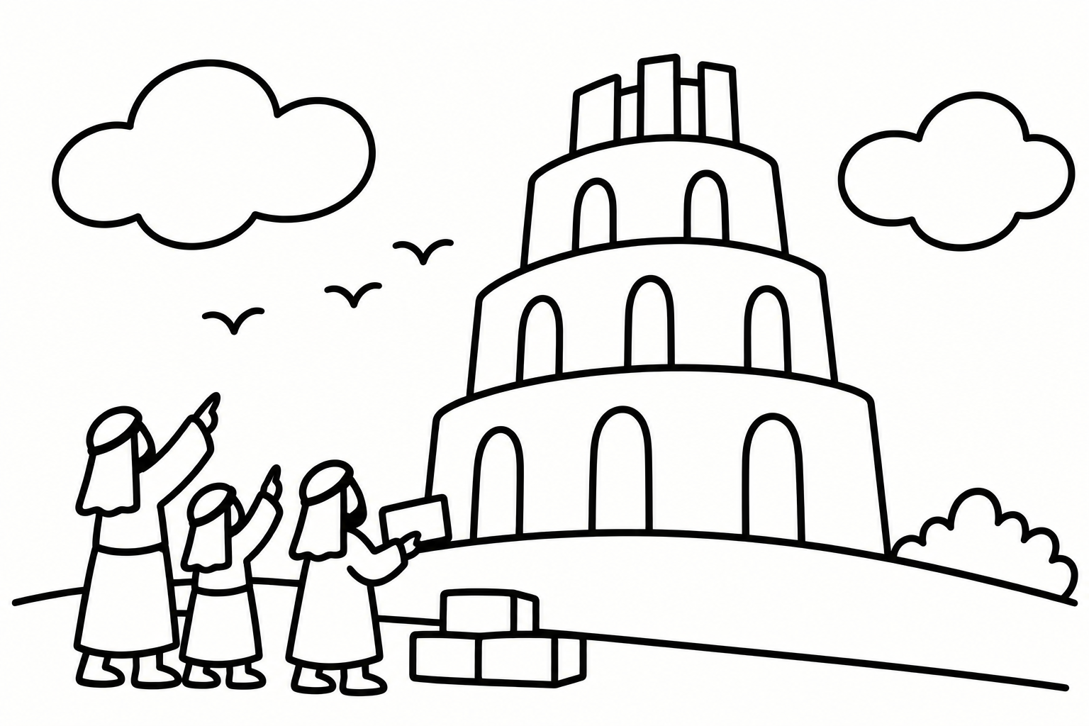 Kleurplaat De toren van Babel
