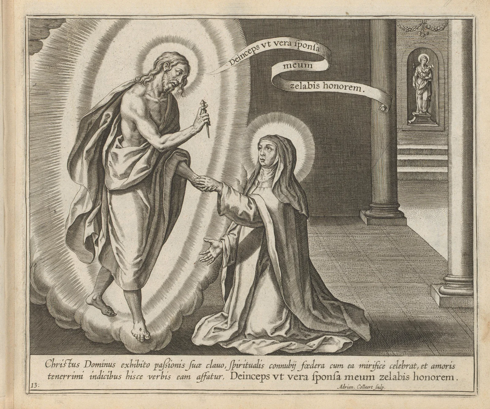 Christus toont de H. Teresia een nagel van zijn lijden